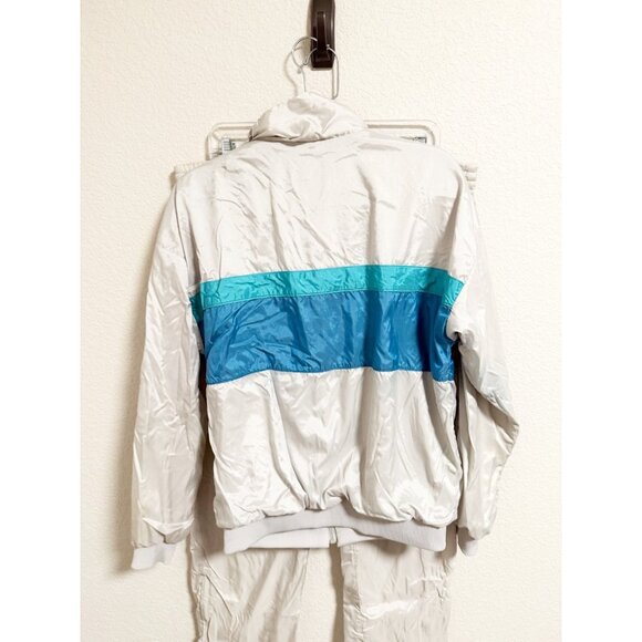 Adidas Vintage Windbreaker Tracksuit 2 Piece Set Jacket Pants Gray Teal Size XL - Picture 4 of 6